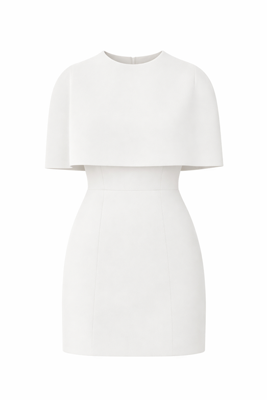 Atlas Pelerin Beyaz Elbise