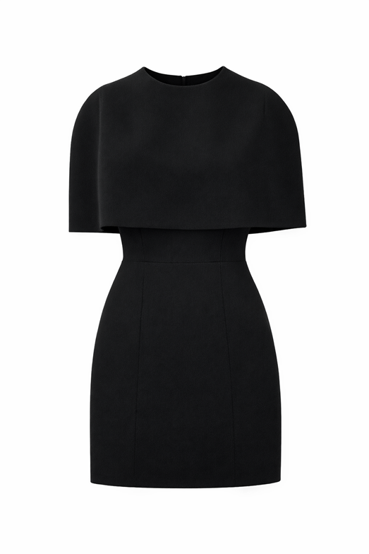 Atlas Pelerin Siyah Elbise