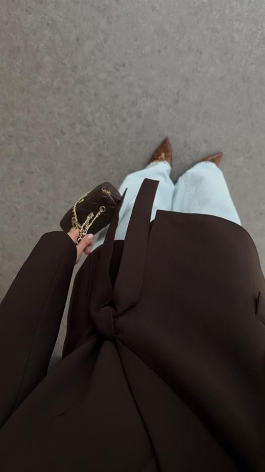 Bağlamalı Kruvaze Acı Kahve Ceket