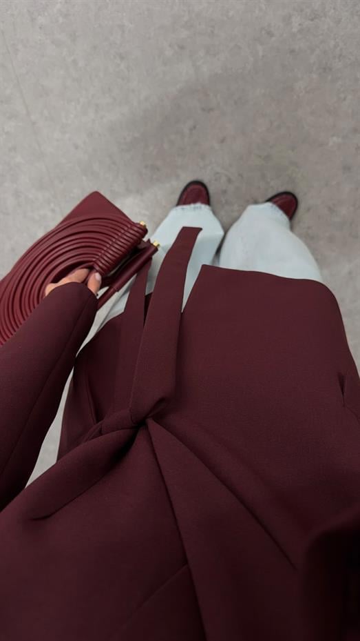 Bağlamalı Kruvaze Bordo Ceket