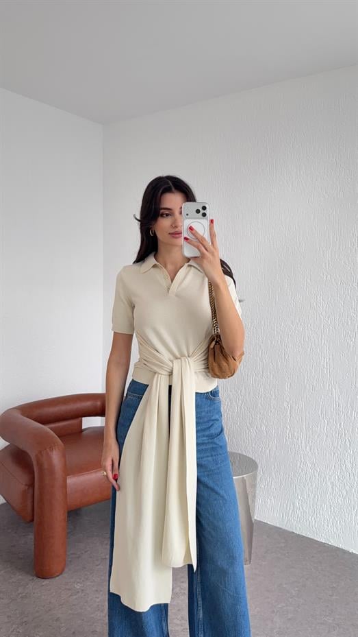 Bağlamalı Triko Bluz