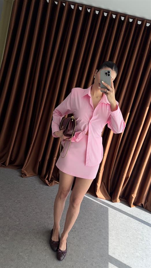 Basic Pembe Mini Etek