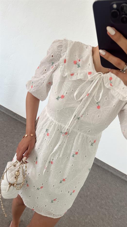 Bebe Yaka Çiçekli Fisto Elbise