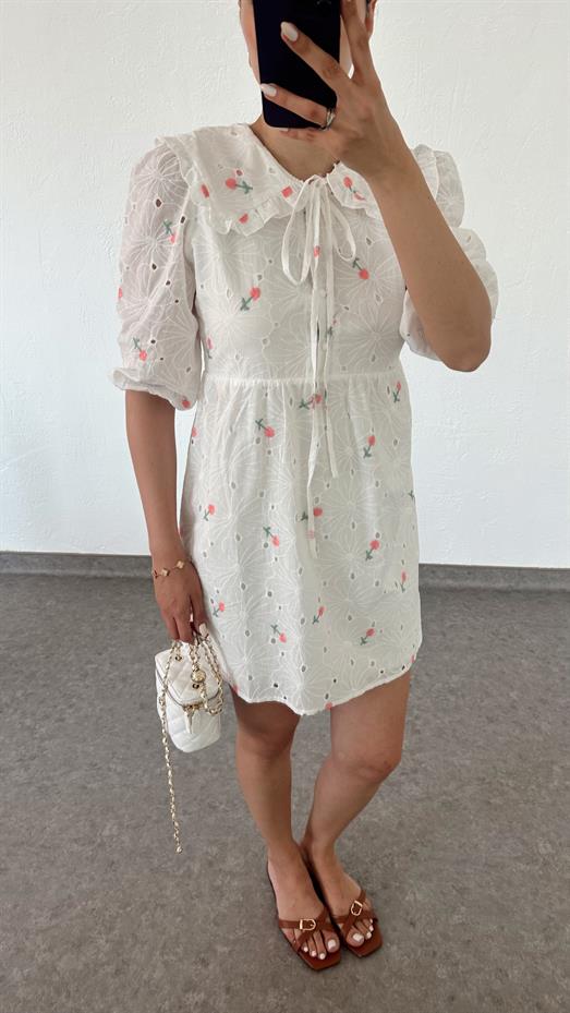 Bebe Yaka Çiçekli Fisto Elbise