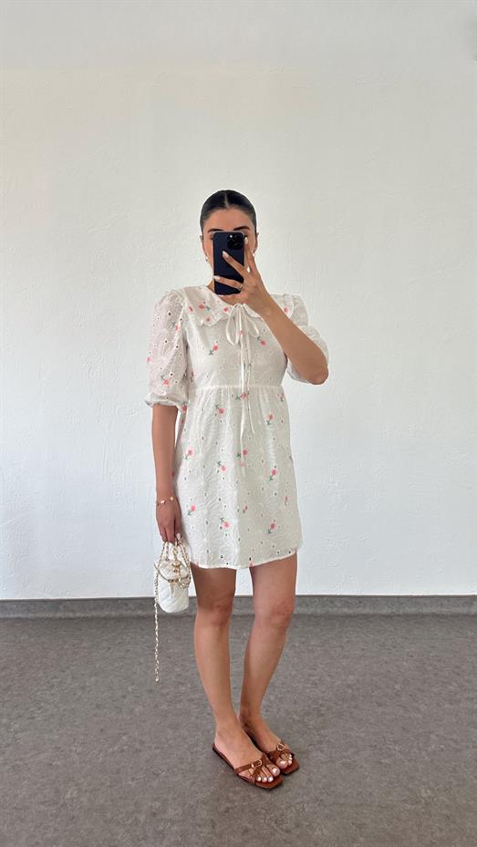 Bebe Yaka Çiçekli Fisto Elbise