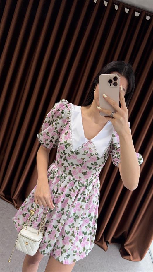 Bebe Yaka Pembe Elbise