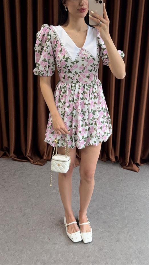 Bebe Yaka Pembe Elbise