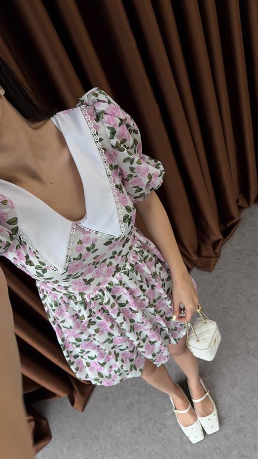 Bebe Yaka Pembe Elbise