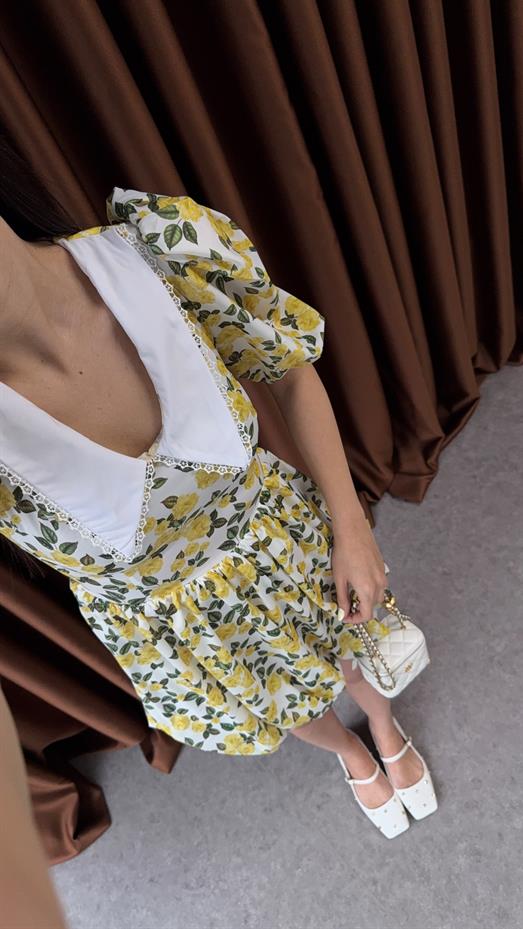 Bebe Yaka Sarı Elbise