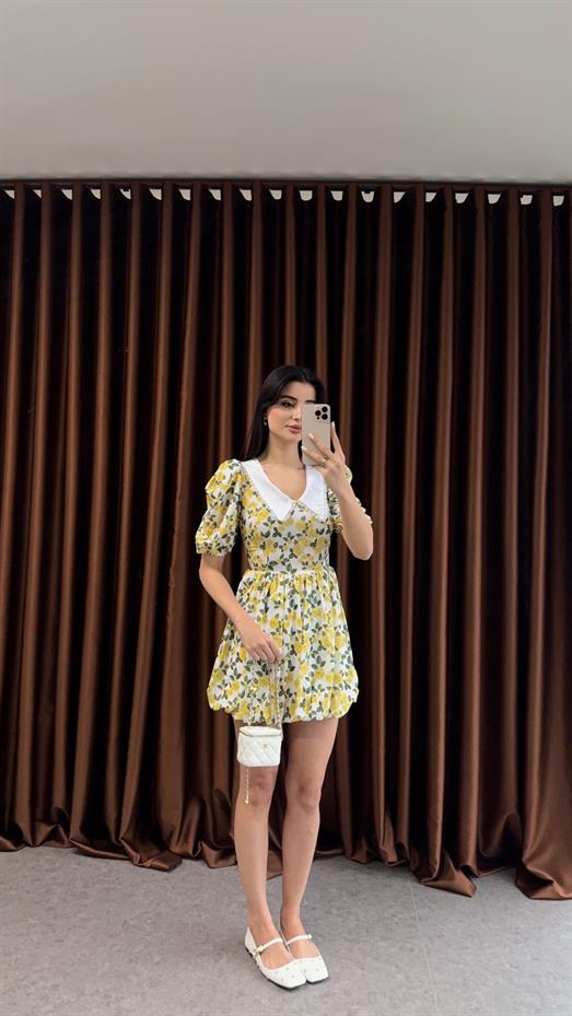 Bebe Yaka Sarı Elbise