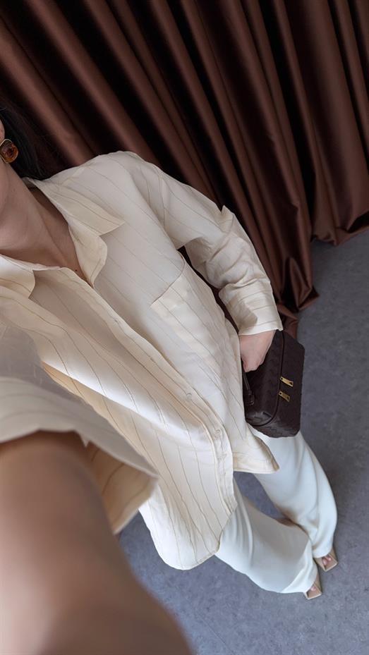 Bej Çizgili Gömlek