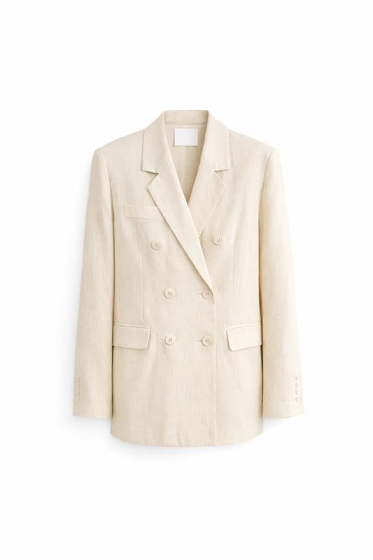 Bej Düğmeli Oversize Ceket