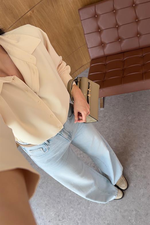 Bej Oversize Gömlek