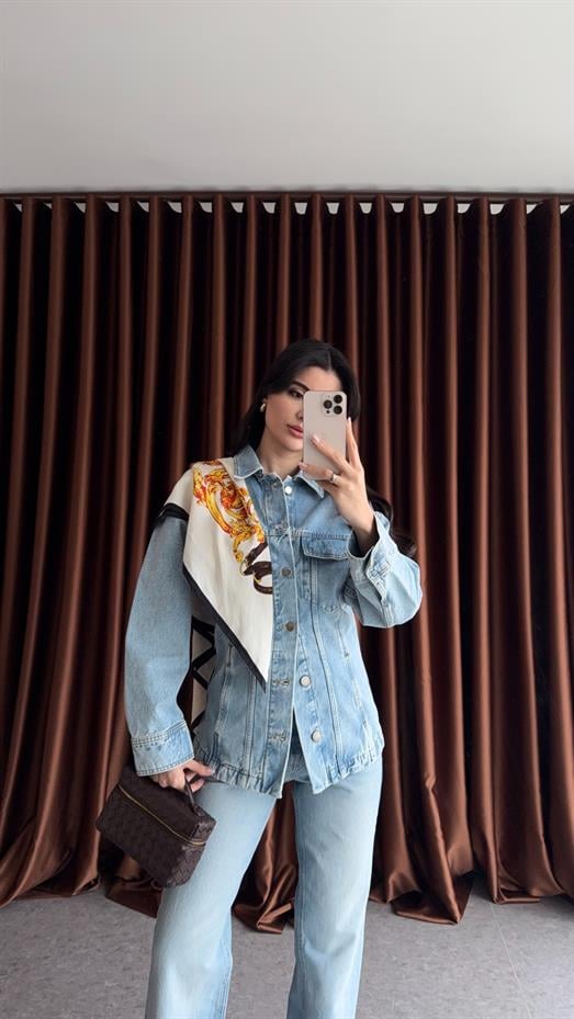 Belden Oturtmalı Denim Ceket