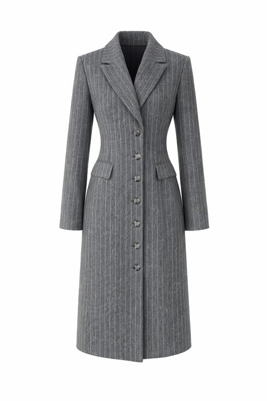 Belden Oturtmalı Gri Kaşe Kaban