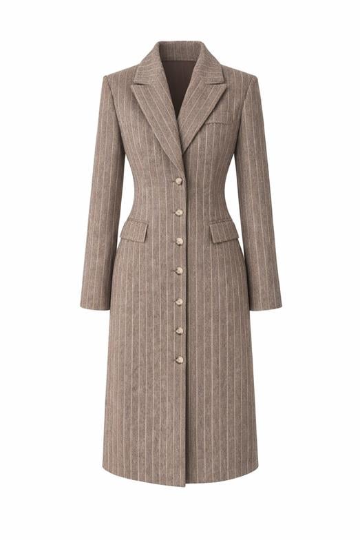 Belden Oturtmalı Kahve Kaşe Kaban