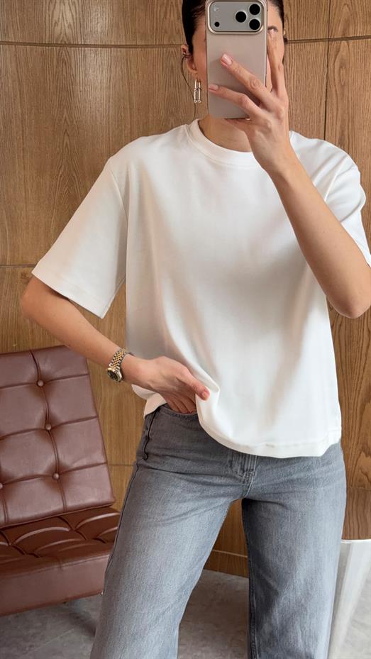Beyaz Basic Premium Tshirt