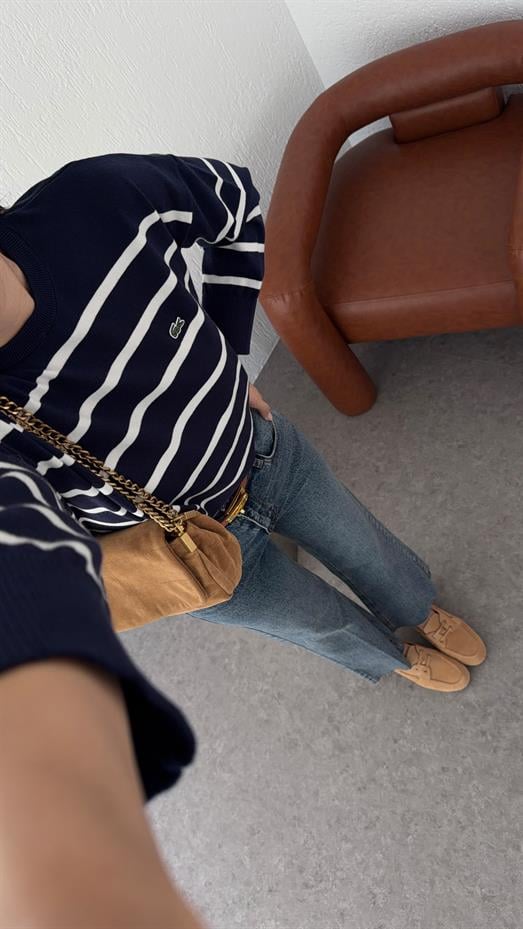 Beyaz Çizgili Triko