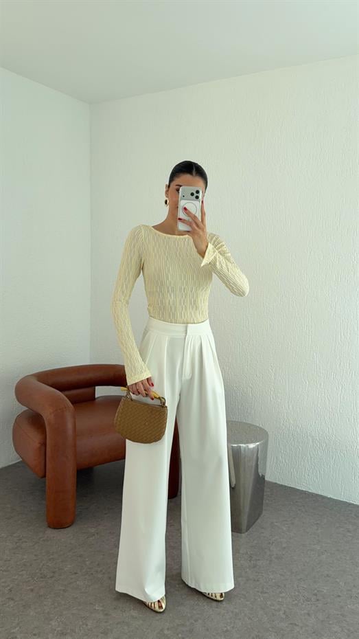 Beyaz Palazzo Pantolon