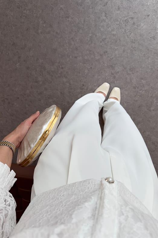 Beyaz Palazzo Pantolon