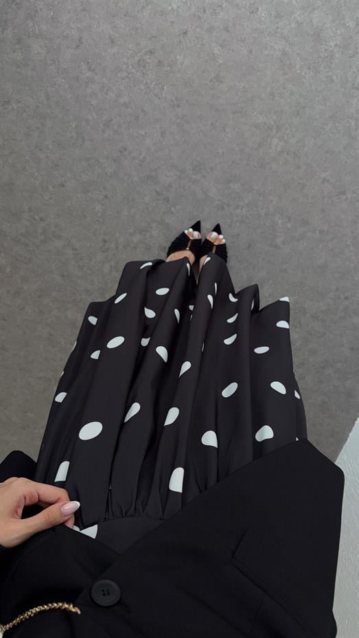 Beyaz Puantiyeli Balon Etek