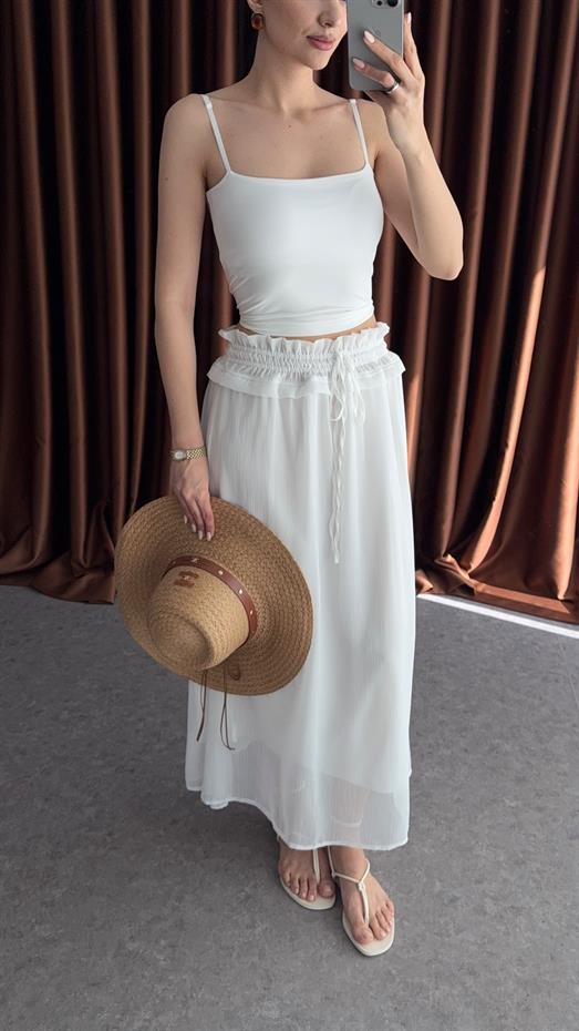 Beyaz Şifon Etek