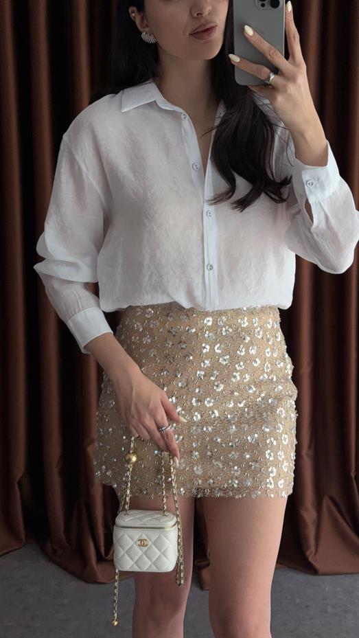 Beyaz Tülbent Gömlek