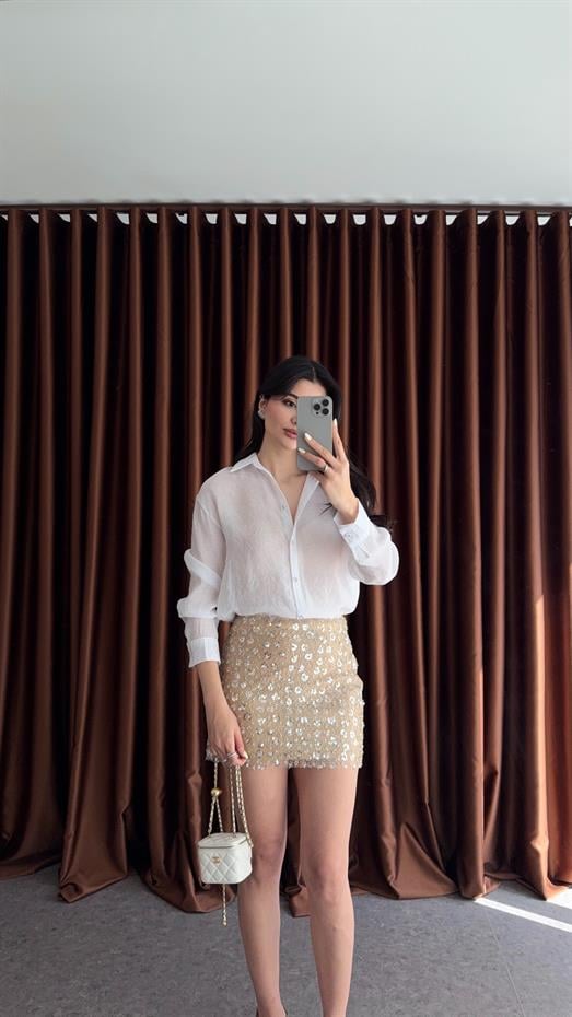 Beyaz Tülbent Gömlek