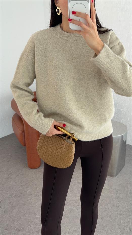 Bisiklet Yaka Taş Kazak