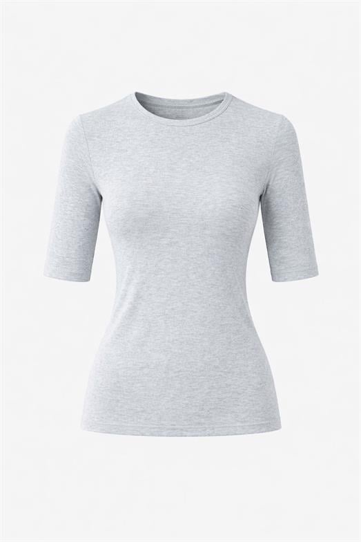 Bisiklet Yaka Yarım Kol Gri Badi