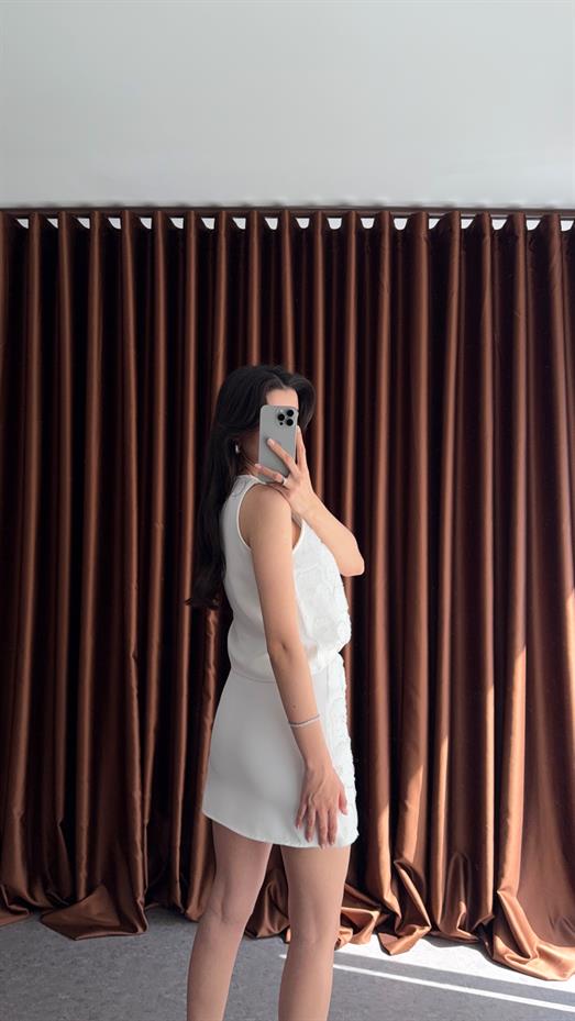 Boncuklu Beyaz Takım