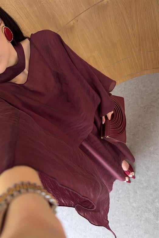 Bordo Bluzlu Elbise Takım