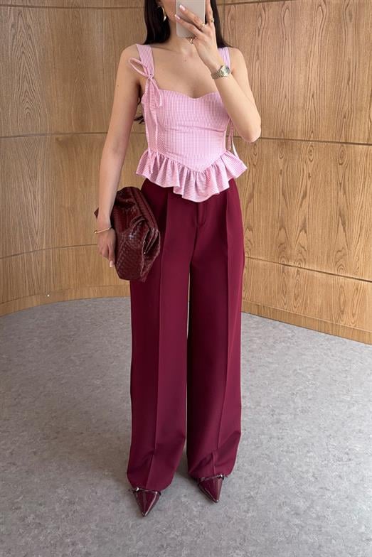 Bordo Kumaş Palazzo