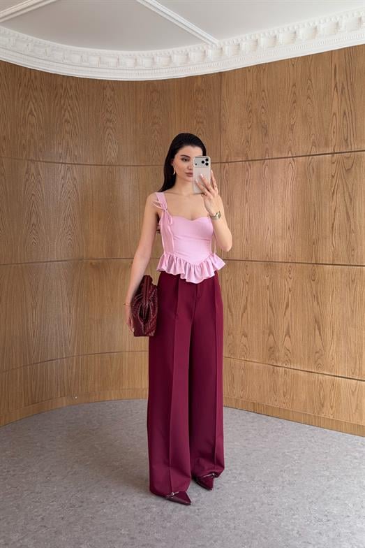 Bordo Kumaş Palazzo