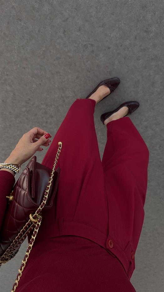 Bordo Şalvar Pantolon