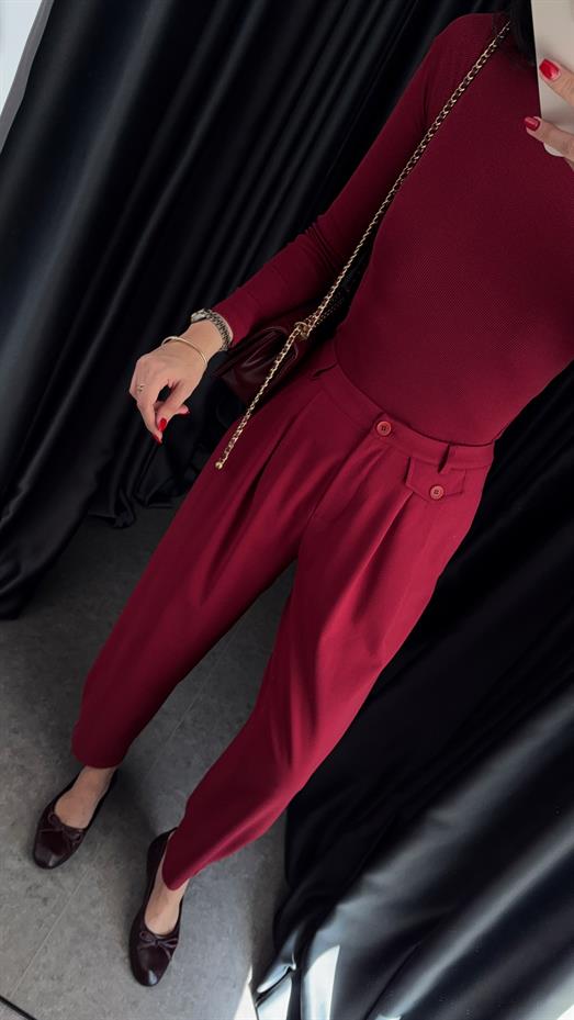 Bordo Şalvar Pantolon