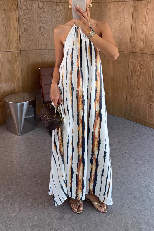 Boyun Bağlamalı Batik Elbise