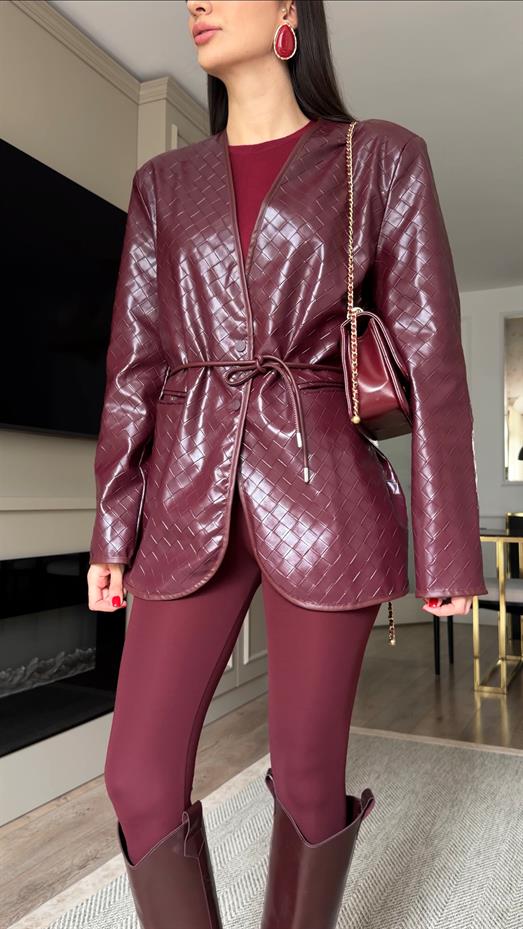 Bttg Bordo Deri Ceket