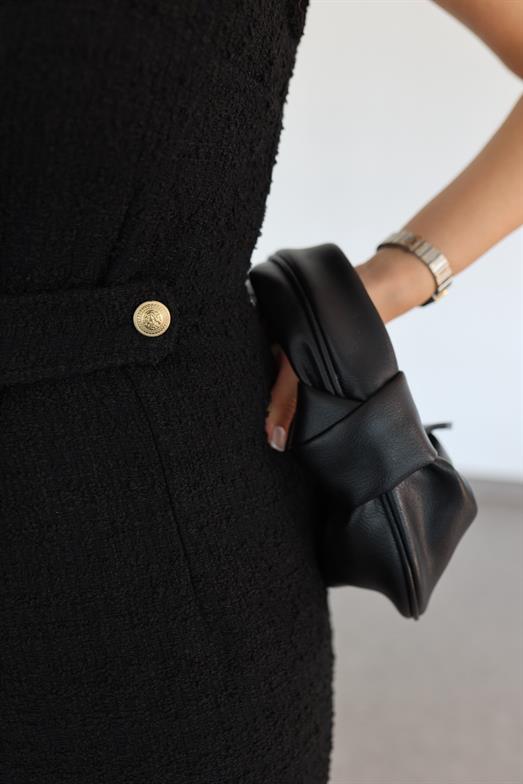 Buklet Siyah Tüvit Elbise