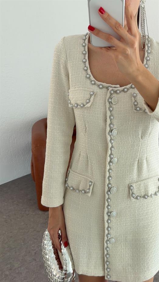 Buklet Taşlı Elbise