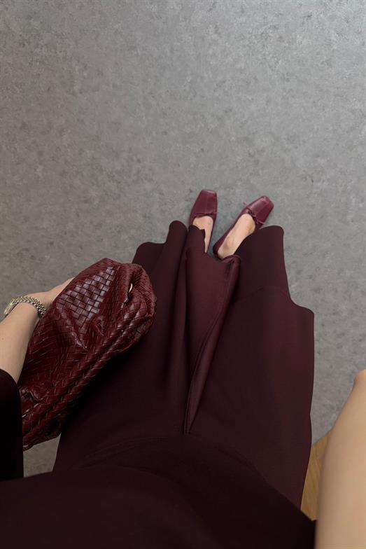 Burgundy Bluz-Etek Modal Takım