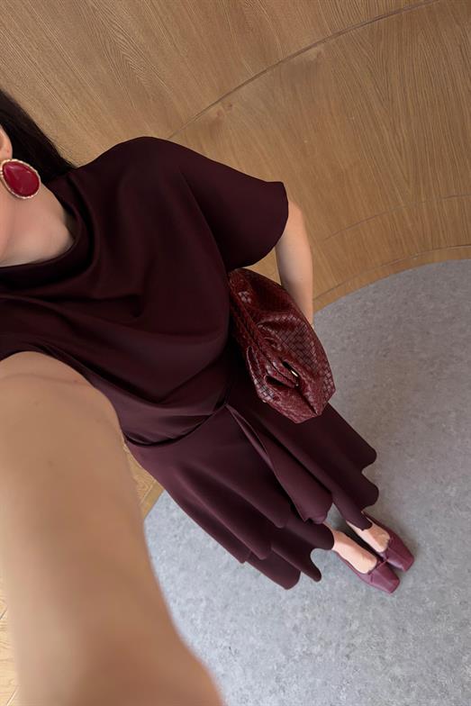 Burgundy Bluz-Etek Modal Takım