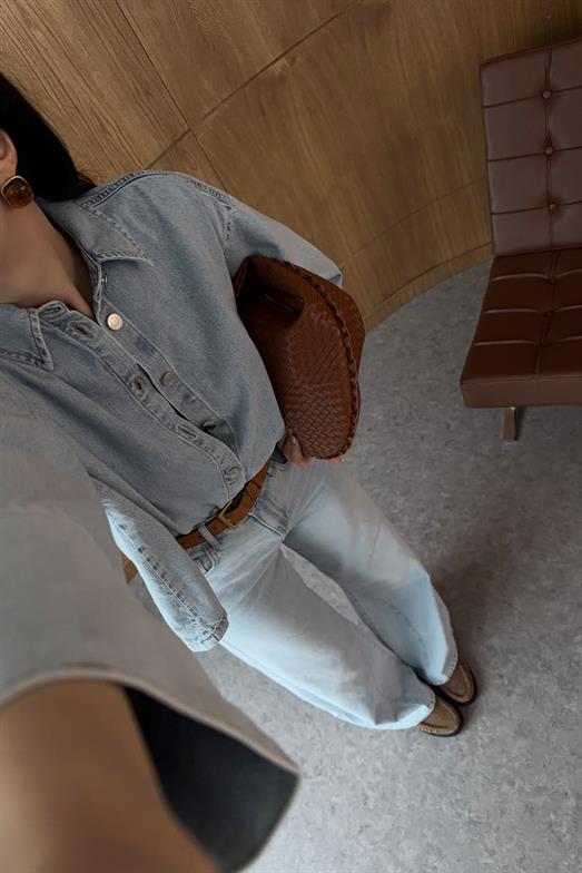 Buz Mavi Ceket Gömlek