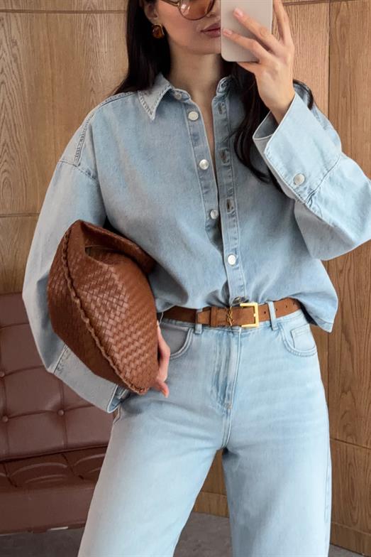 Buz Mavi Ceket Gömlek