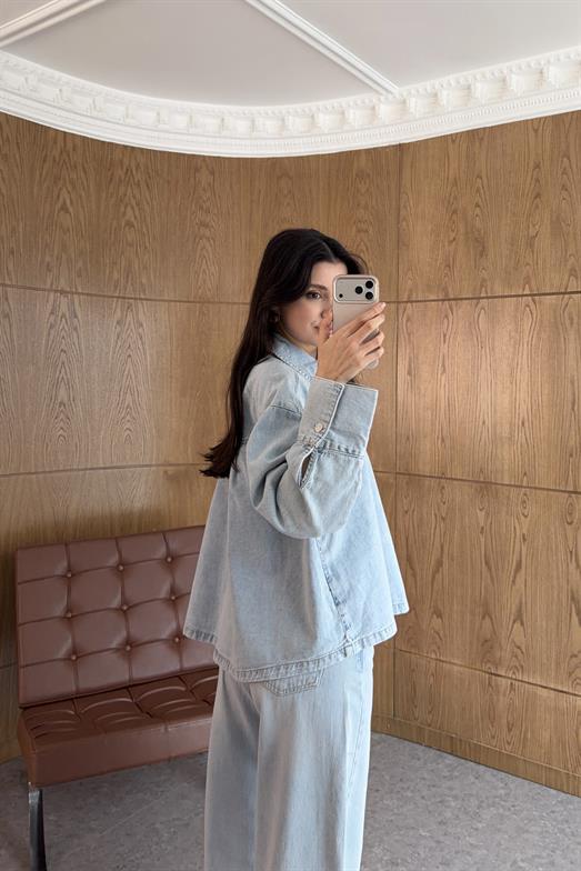 Buz Mavi Ceket Gömlek