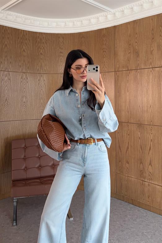 Buz Mavi Ceket Gömlek