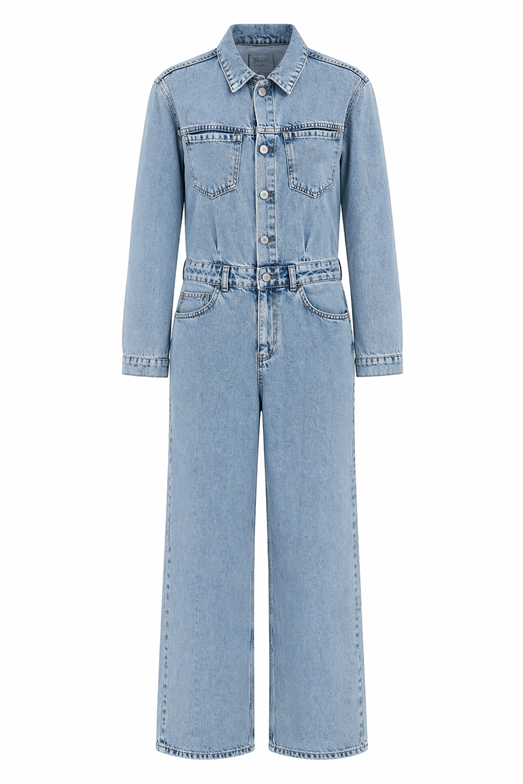 Buz Mavi Denim Tulum