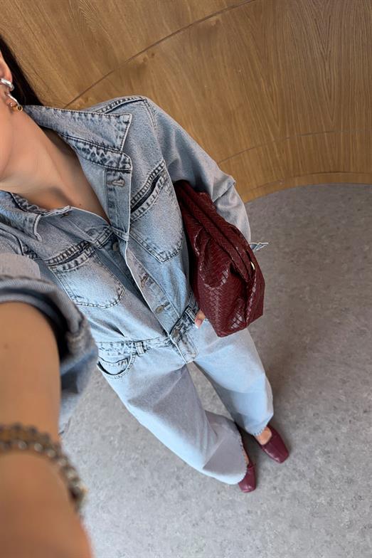 Buz Mavi Denim Tulum