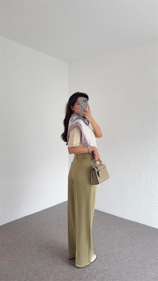 Çağla Yeşili Dilvin Palazzo Pantolon