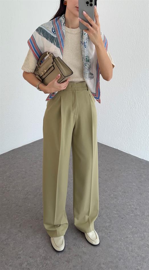 Çağla Yeşili Dilvin Palazzo Pantolon